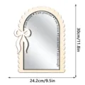 Wooden arch decorative mirror with bow, acrylic mirror with positive quotes, 30x24.2cm - MZJM021 Arch Wooden Mirror