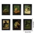 Set of 6 vintage frog fridge magnets, resin miniature picture frames with funny art decor for home. - 3DCT057-062 (Set of 6): 3D Magnetic Fridge Magnets