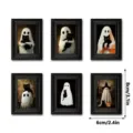 Set de magnets de réfrigérateur en bois Halloween, fantôme vintage et chat noir. - Ensemble Combiné de 6 Pièces