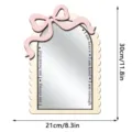 Wooden acrylic mirror with pink bow, inspirational text, wall hanging and desktop decor. - MZJM020 Bowknot Wooden Mirror