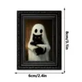 Cadre photo en bois chat noir fantôme d'Halloween autocollant magnétique pour frigo cool - MZCT626-Style Fantôme