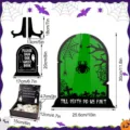 Halloween wedding guest book alternative wooden tombstone sign set with drop box and stands. - Box Packaging / Wood + Acrylic