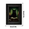 Halloween Chat Noir Cadre Photo en Bois Aimant Style Vintage Autocollant de Frigo 8x6cm - MZCT633 : Emballage individuel en sachet OPP