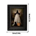 Aimant de réfrigérateur fantôme d'Halloween en bois cadre photo détail vue design noir rétro - MZCT631-Style Fantôme
