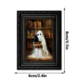 Halloween Geist und Katze Magnet Bilderrahmen Kühlschrankaufkleber, 8x6cm Holz Deko. - MZCT646 / 1 Stück/Packung / MZCT646 Einzelpackung