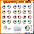 Halloween leuchtende Augapfel Dekorationen Set mit LED-Lichtern, Sockeln und Schwämmen. - HWTYU007: 24 Augen & 24 Lichter / OPP-Beutel