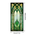 Stained glass window film detail view, gothic green decorative glass sticker closeup 45x100cm - SBW-BL414 / 45x100cm
