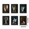 Halloween ghost fridge magnets set, cute vintage black wooden photo frame magnetic stickers for home. - 6-Piece Combo Set