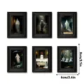 Halloween ghost fridge magnet set, mini black wooden photo frame wall and home decor. - 6-Piece Combo Set