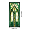 Stained glass window film detail, green floral art pattern, size 45x100cm display. - SBW-BL415 / 45x100cm