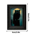 Halloween schwarze Eule Magnet Kühlschrankaufkleber, vintage Holz Fotorahmen Dekor, 8x6cm. - MZCT640 Einzelpackung