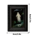 Halloween ghost wooden photo frame magnet spooky gothic fridge sticker decor 8x6cm - Ghost with Umbrella / Single Piece