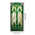 Art Nouveau stained glass window film detail, decorative green plant panel, 100x45cm - SBW-BL417 / 45x100cm