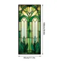 Stained Glass Window Sticker Green Arch Floral Static Cling Home Decor 45x100cm Decal - SBW-BL418 / 45x100cm