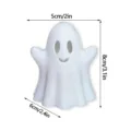 Detailed dimension view of white 3D printed ghost figurine, Halloween party decor piece. - Classic Ghost Style (HW3D013) / With Red & Blue Dual Flashing LED Light