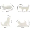 3D White Cat Fridge Magnet Set Cute Animal Refrigerator Stickers Memo Holder Decor - White Set A+B+C+D