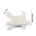 Detailed view of a cute 3D white cat magnetic refrigerator sticker with size dimensions. - White Style D