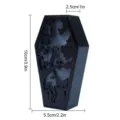 Halloween black coffin ornament with spooky tree and cat silhouette, LED glowing party decor. - HW3D008 Model E (With 1m Fishing Line)