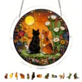 Acrylic cat suncatcher window hanging puzzle piece decor, colorful sunset stained glass style. - Size L: Corrugated Shipping Box Packaging / PT-TYU216: (With S-Shaped Iron Chain Hook + Suction Cup Hook)