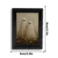 Halloween ghost magnetic photo frame detail view, miniature decorative fridge magnet frame. - 3DCT040: 3D Magnetic Fridge Magnets