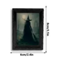 Halloween magnetic photo frame fridge sticker spooky witch vintage black decor 8x6cm - 3DCT044: 3D Magnetic Fridge Magnets