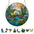 Stained glass style frog acrylic puzzle suncatcher window hanging home decor ornament - PT-TYU010