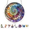 Colorful acrylic suncatcher detail featuring vibrant spiral design and shaped pieces. - PT-TYU008