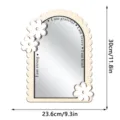 Wooden arch wall mirror with floral decor inspirational text home bedroom decor 30cm - MZJM023 Flower Wooden Mirror