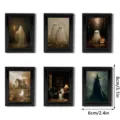 Halloween ghost magnetic photo frames set, vintage black mini picture frames for fridge decor. - 3DCT039-3DCT044: Set of 6 Designs