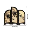 Mini Chinese Style 3-Panel Folding Screen Desktop Ornament Ink Bamboo Decor 30x24cm Gift - Box Packaging / Black