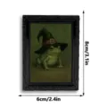 Close-up detail of vintage black picture frame fridge magnet featuring a witch frog painting. - 3DCT062: 3D Magnetic Fridge Magnets
