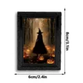 Close-up detail of the black vintage Halloween frame showing carved patterns and magnetic design. - 3D Magnetic Refrigerator Sticker / S