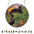 Acrylic cat suncatcher window hanging stained glass style decorative puzzle pendant decor - PT-TYU211: (with S-shaped Iron Chain Hooks & Suction Cup Hooks)