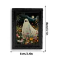 Detailed view of the Halloween ghost magnetic photo frame showing its compact size and delicate frame. - 3DCT022: 3D Magnetic Fridge Magnet