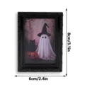 Vue détaillée du cadre photo aimant de réfrigérateur fantôme d'Halloween vintage noir. - 3DCT008 : magnet de frigo 3D