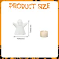 Halloween ghost LED light decoration size chart, white ghost figurine 7x7cm with tea candle. - HW3D005: Single Boxed / With Warm White Candle Light + 1m Fishing Line