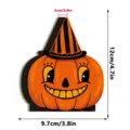 Halloween wooden pumpkin glowing ornament with witch hat retro desktop decoration 12cm - Pumpkin Style (HWMZ082) / OPP Bag