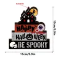 Halloween wooden tiered tray decor sign tabletop spooky haunted house party decoration props 15cm - Halloween Light Up Ornament