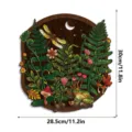 Detailed view of the creative wooden wall art featuring fern leaves, frog, and dragonfly. - With Triangle Hooks, Screws, and Expansion Tubes