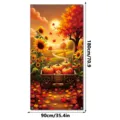 Autumn Thanksgiving pumpkin sunflower festival banner fabric home door curtain decoration 90x180cm - With Black Ribbon