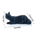 Detailed close-up view of the 3D printed black cat fridge magnet with dimensions. - Black Style A