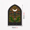 Bohemian wooden key holder wall decor with dragonfly and moon design for home entry decor. - MZ1124 Style