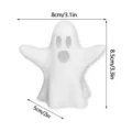 Halloween white ghost ornament desktop decoration, cute resin spooky party display prop. - Open-Mouth Ghost Style (HW3D014) / With Red & Blue Dual Flashing LED Light