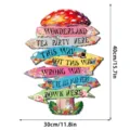 Wooden Alice in Wonderland hanging sign mushroom decorative plaque for party room decor - Style A
