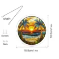 Attrape-soleil puzzle en acrylique design coucher de soleil plage, chaîne et vis 18.8cm - PT-TYU035 (Avec crochet de chaine en forme de S + crochet a ventouse)