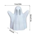 3D printed white ghost Halloween decorative figurine cute desktop ornament party display - Smiling Ghost Style (HW3D015) / With Red & Blue Dual Flashing LED Light