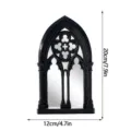 Black gothic arched window mirror wall decor with decorative tracery, 20x12cm home ornament. - 3D027 / With Acrylic Glue