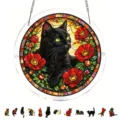 Acrylic black cat puzzle suncatcher window hanging stained glass style decorative pendant - Size L: Corrugated Shipping Box Packaging / PT-TYU220: (with S-Shaped Iron Chain Hook + Suction Cup Hook)