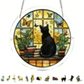Acrylic stained glass cat puzzle suncatcher window hanging home decor with metal chain. - Size L: Corrugated Shipping Box Packaging / PT-TYU223: (with S-Shaped Iron Chain Hook + Suction Cup Hook)