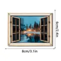 3D houten magnetische koelkaststicker met prachtig winterse sneeuwhut landschap 8x6cm. - MZCT808